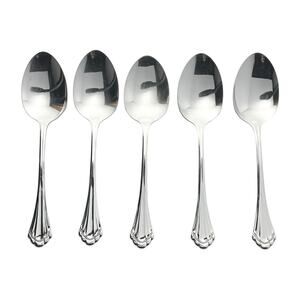 Oneida “Marquette” Set of 5 Stainless Serving Spoons 8 1/4”